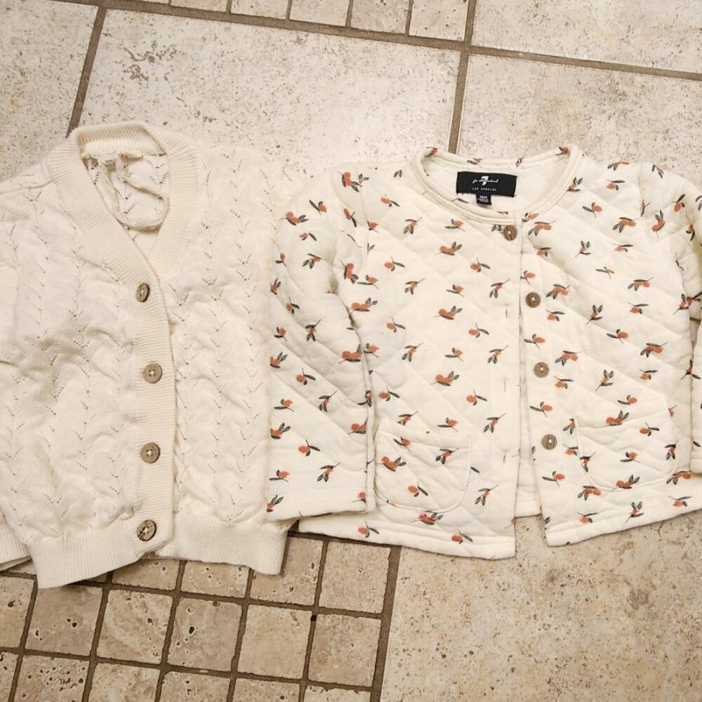7 for All Mankind and Jessica Simpson Little Girl Bundle of Jacket & Sweater 24M